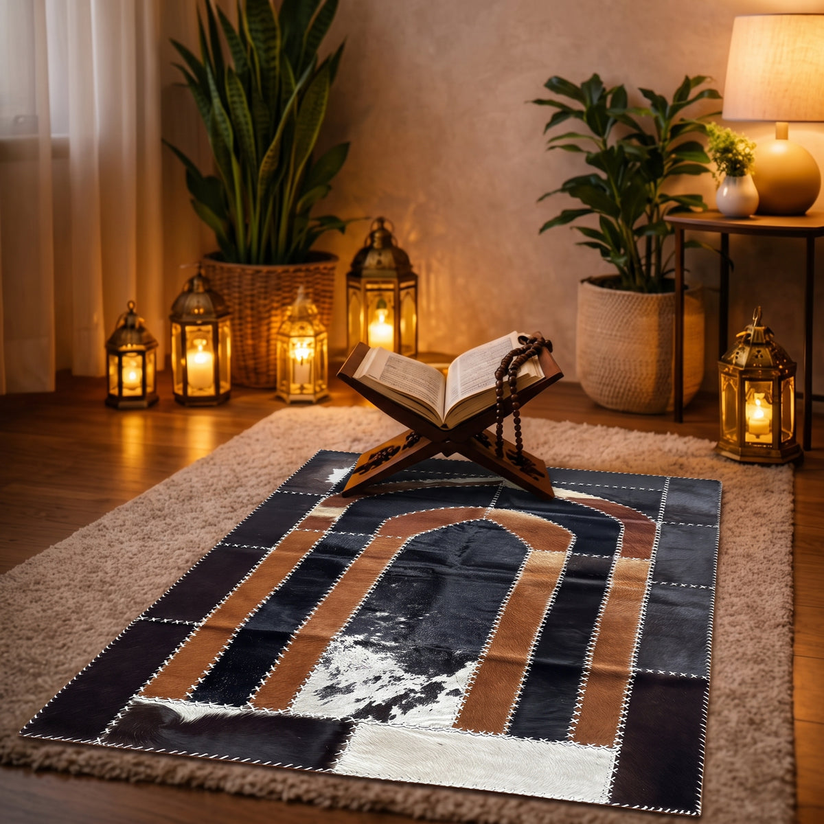 "Sanctuary Arch" Luxury Cowhide Prayer Mat | Gift Boxed Set