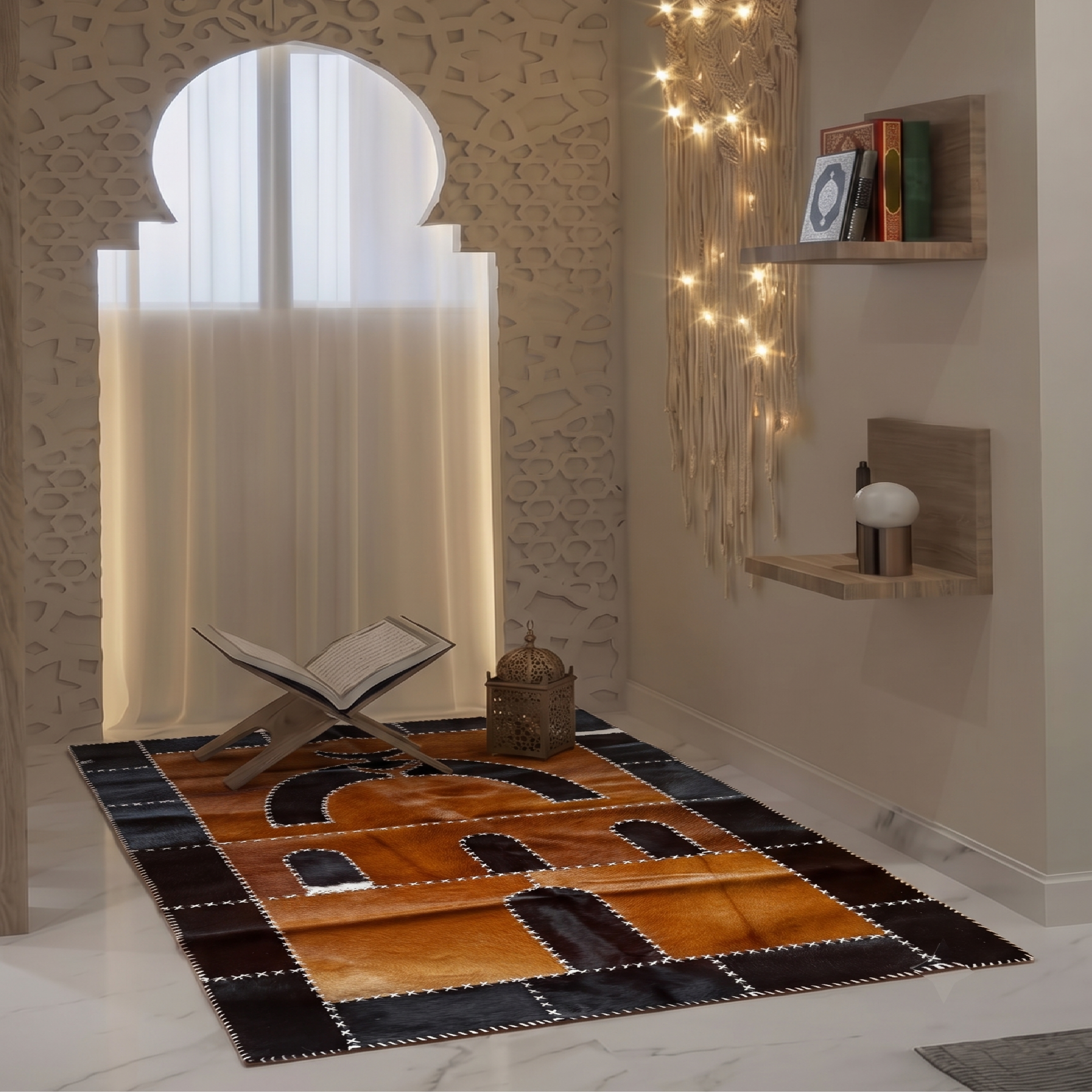 "Twin Moon" Luxury Cowhide Prayer Mat | Gift Boxed Set